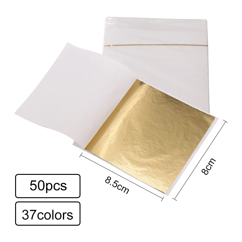 

37 Colors Arts Crafts Design Paper Gilding Imitation Gold Sliver Copper Foil Papers DIY Craft Decor Leaf Leaves Sheets 8x8.5cm