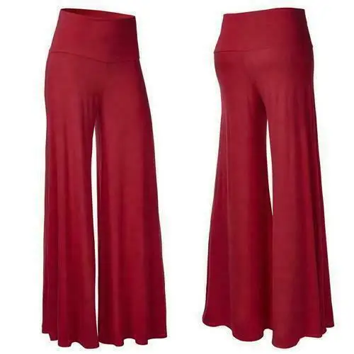 Женские ботинки размера плюс Высокая талия широкую ногу макси длинные брюки для