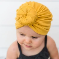 bonnets for kids european and american new baby products childrens scarf hat baby solid color knot indian pullover hat 320