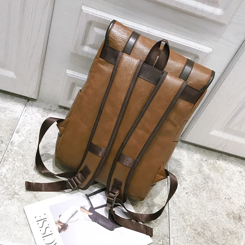 

Retro Classic PU Backpack For Women Fashion Business Large-Capacity Laptop Mens Backpack Waterproof High-Quality Travel Bag