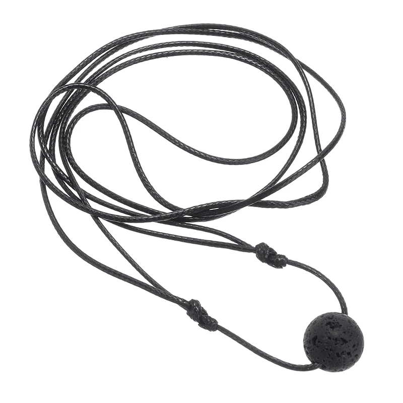 Винтажное ожерелье с подвесками из черного лавового камня кожаная цепочка для