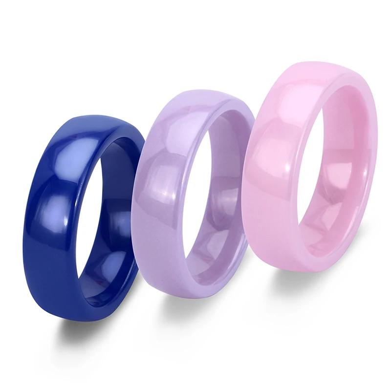 New 6mm Smooth Ceramic Rings For Women Purple Pink Simple Style Finger Ring Jewelry Healthy Material Never Fade Wedding Gifts | Украшения и