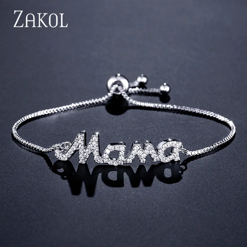 ZAKOL новый модный браслет с подвесками Мама Для женщин и регулируемый Pulseras Mujer