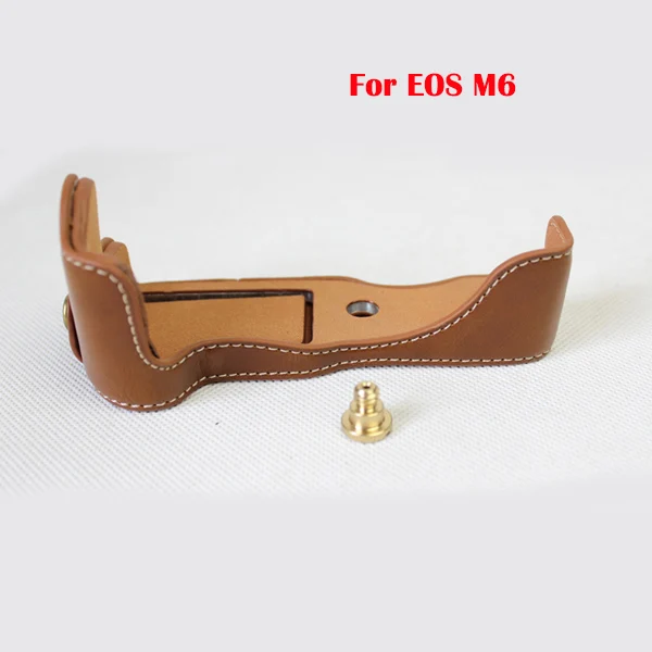 M6 brown Из искусственной кожи чехол камера сумка для Canon EOS M6 M6II M6 Mark ii половина тела Набор защитная крышка с отверстием батареи - Цвет: M6 brown