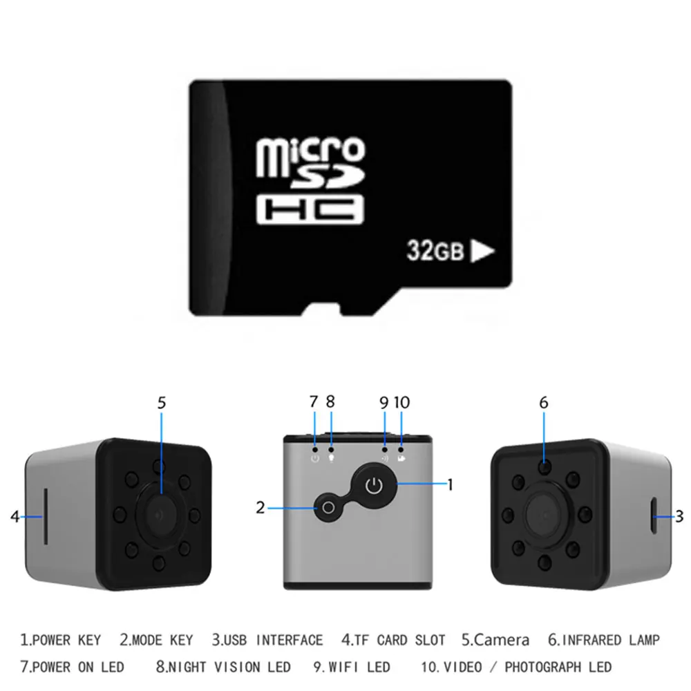 1080P видео Датчик SQ13 HD WIFI маленькая мини IP камера ночного видения Видеокамера
