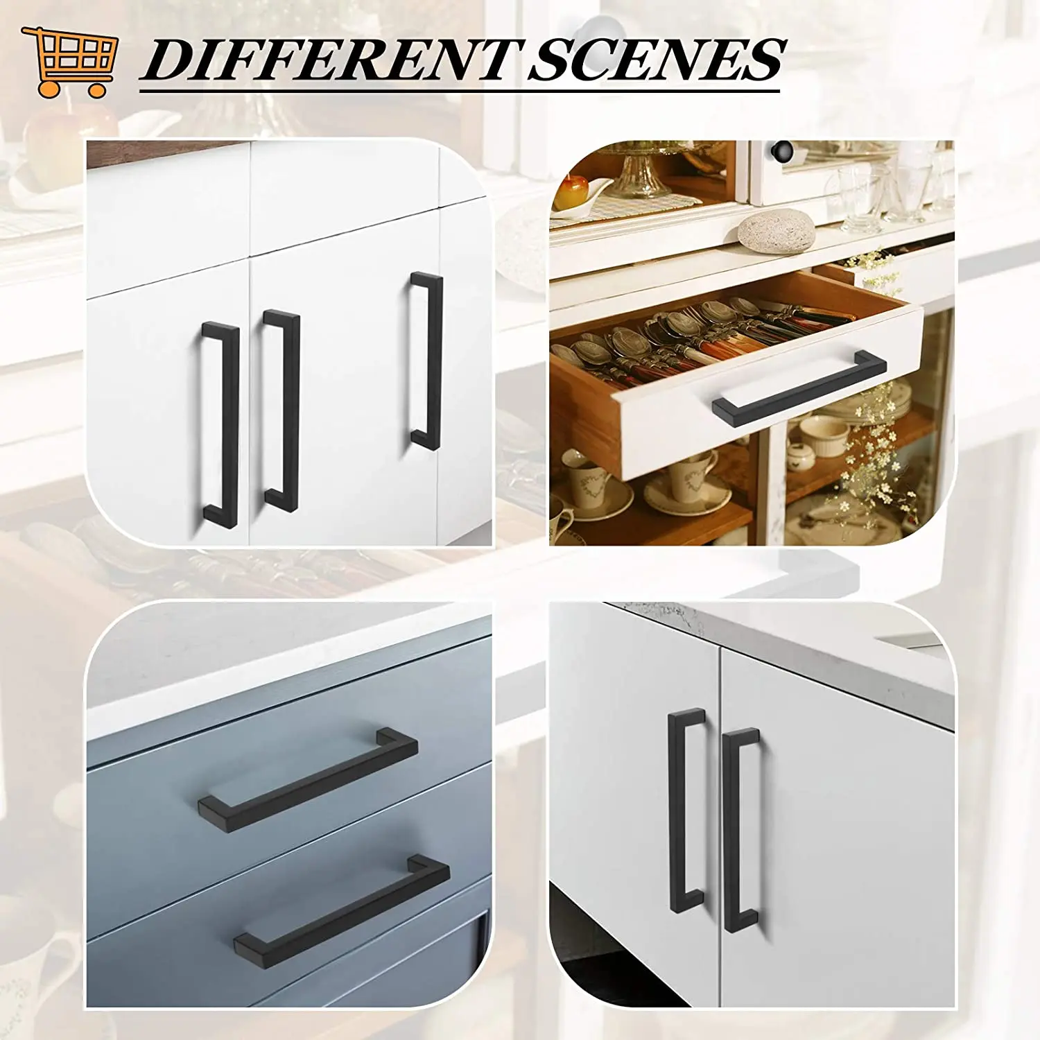 Furniture Cabinet Handles Black Kitchen Drawer Knobs Stainless Steel Square Closet Bathroom Door Knobs Cupboard Pulls Hardware images - 6