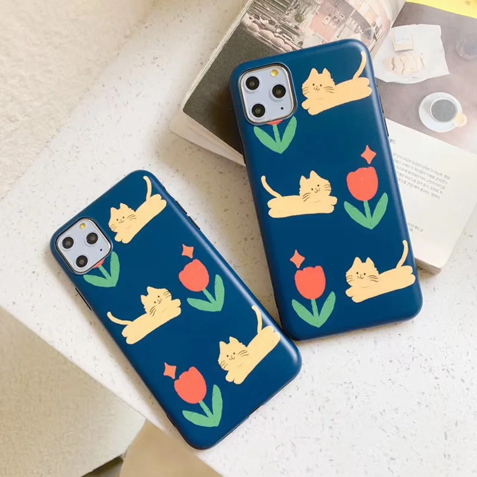 Милый чехол для телефона с мультяшным котом iPhone 11 Pro XS MAX мягкий силиконовый