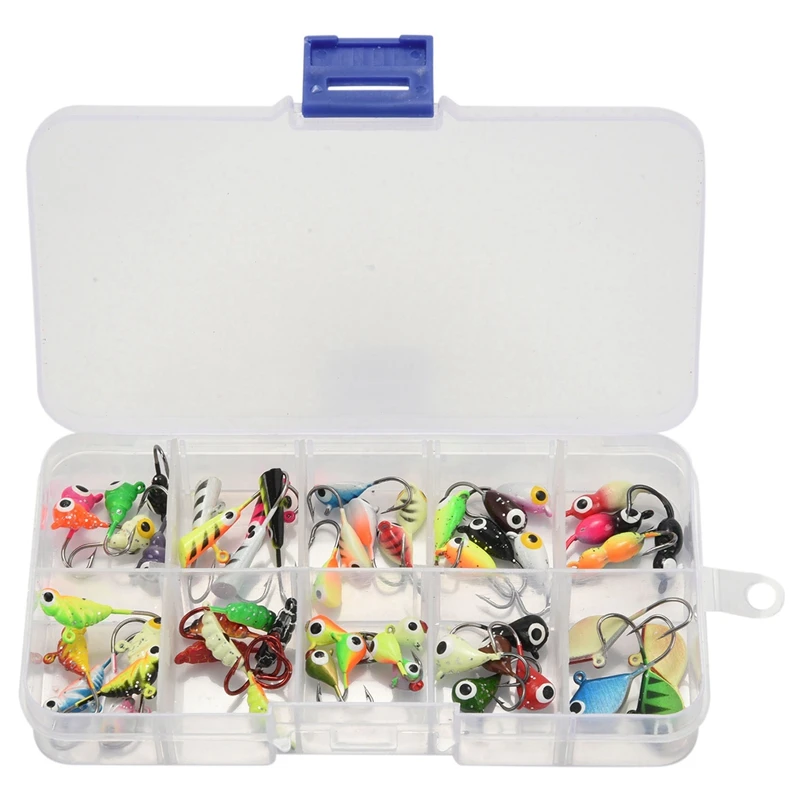 

HOT SALE 54Pcs And Boxes Fishing Lure Winter Ice Fishing Hooks Hard Bait Pesca Tackle Isca Artificial Bait Crankbait Swimbait