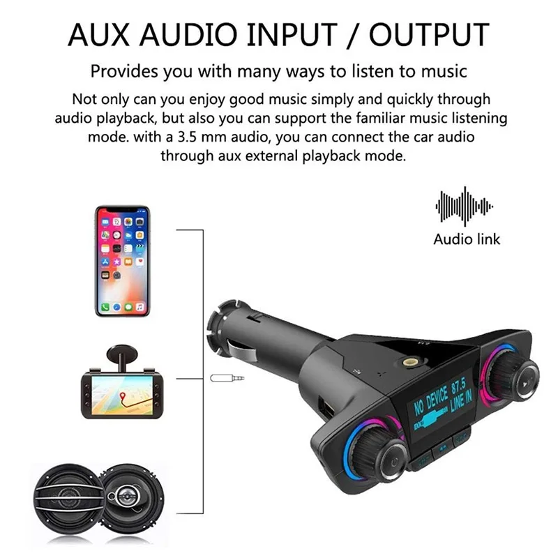 VicTsing BT06 FM Bluetooth 4,0 передатчик MP3 плеер Handsfree Bluetooth автомобильный комплект радио аудио адаптер с двойным зарядным портом