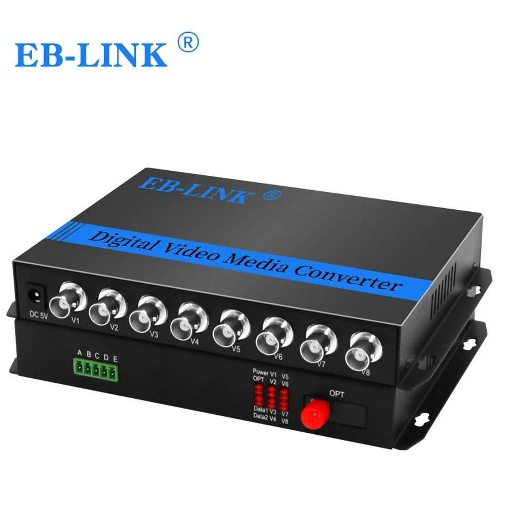 1 Pair 8 Channel Digital Video Fiber Optical Media Converters Extender Single Mode FC Fiber Optic Up to 20Km for CCTV Security