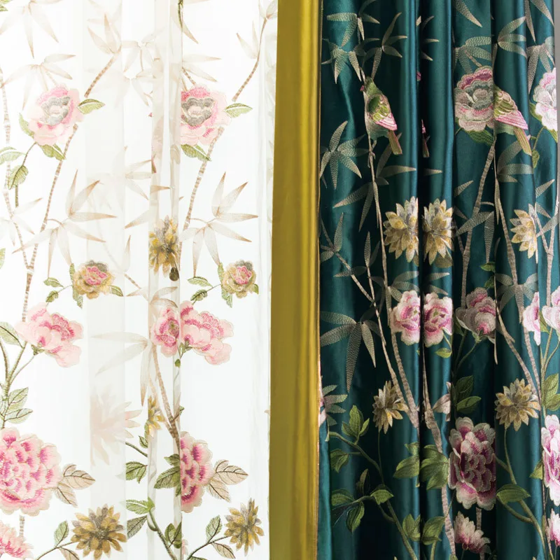 Высококачественные китайские искусственные шелковые вышитые шторы роскошные