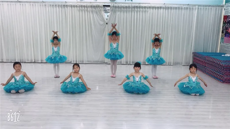 Небесно-голубая профессиональная балетная пачка для девочек детская с блестками