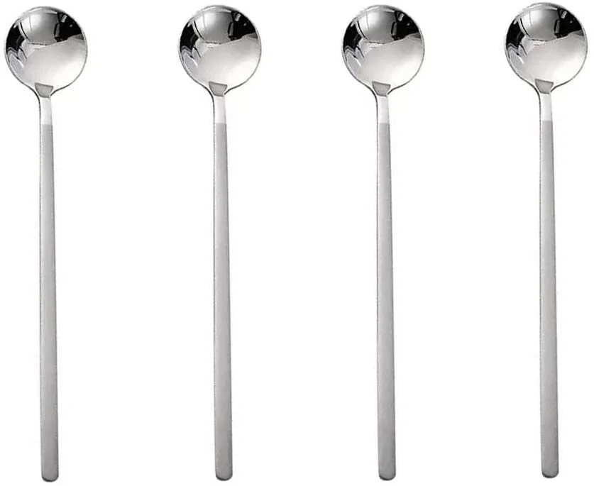 Творческий Круглый ложки с длинной ручкой, кружка ложка 304 Нержавеющая сталь перемешать ковш с зеркальным блеском польский Кофе ложка для п...