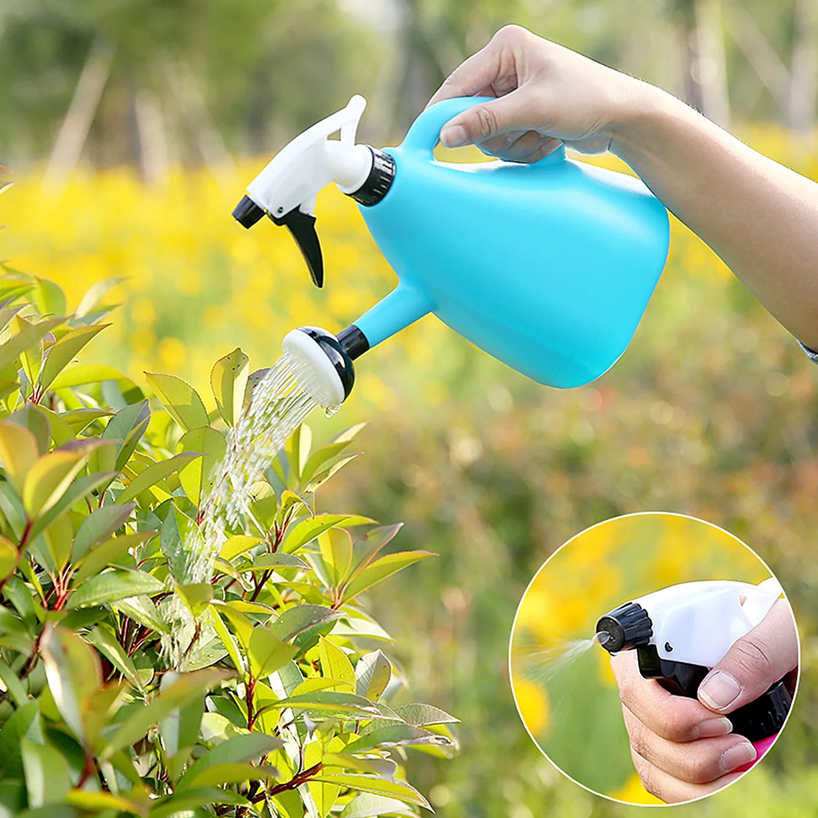 

2 in 1 Plastic Watering Can Indoor Garden Plants Pressure Spray Water Kettle Adjustable Sprayer 1L