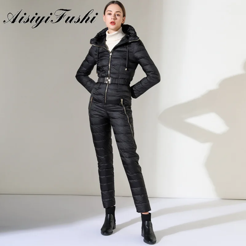 Новинка женский зимний пуховик 2020 теплая Толстая куртка на утином пуху черный
