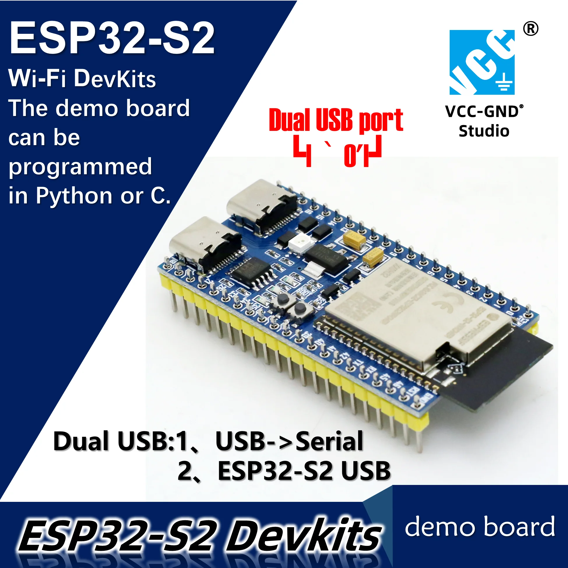 YD-ESP32-S2 ESP32-S2-Saola Dual USB development board Pyboard CircuitPython Micropython wifi ESP32-S2-DevKitC-1 | Компьютеры и офис