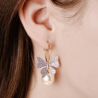temperament butterfly stud earrings 925 silver needle dangle drop earrings for women fashion jewelry champagne gold romantic