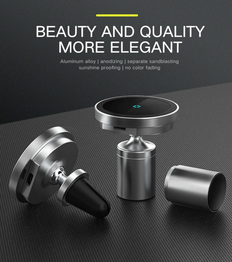 

2021 New 15W Car Magnetic Wireless Charger 360 Degree Rotation Air Outlet Call Phone Charger Holder For IPhone Android Car Wall