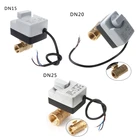 Электропривод с ручным переключателем, 2 канала, 3 провода, 220 В переменного тока, DN15, DN20, DN25, латунный моторизованный шаровой клапан