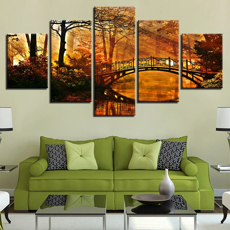 

Canvas Painting HD Prints Home Decoration 5 Pieces Forest Landscape Wall Art Modular Tree Pictures Living Room Artwork Poster