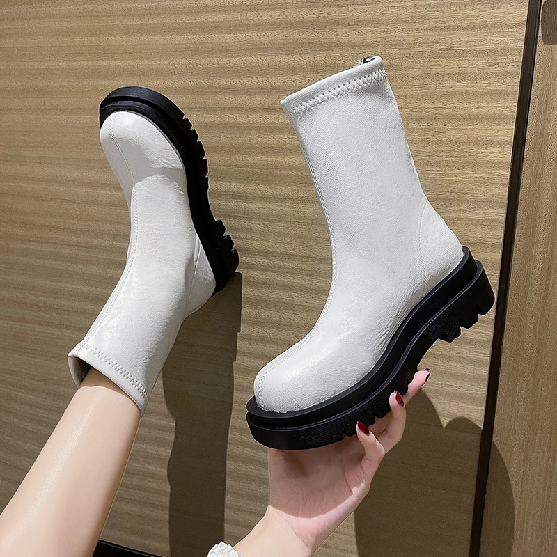 

Women's Boots for Autumn and Winter New Solid Color Thick-soled Luxury Chelsea Boots Designer Women's Boots Winter Thick Boots