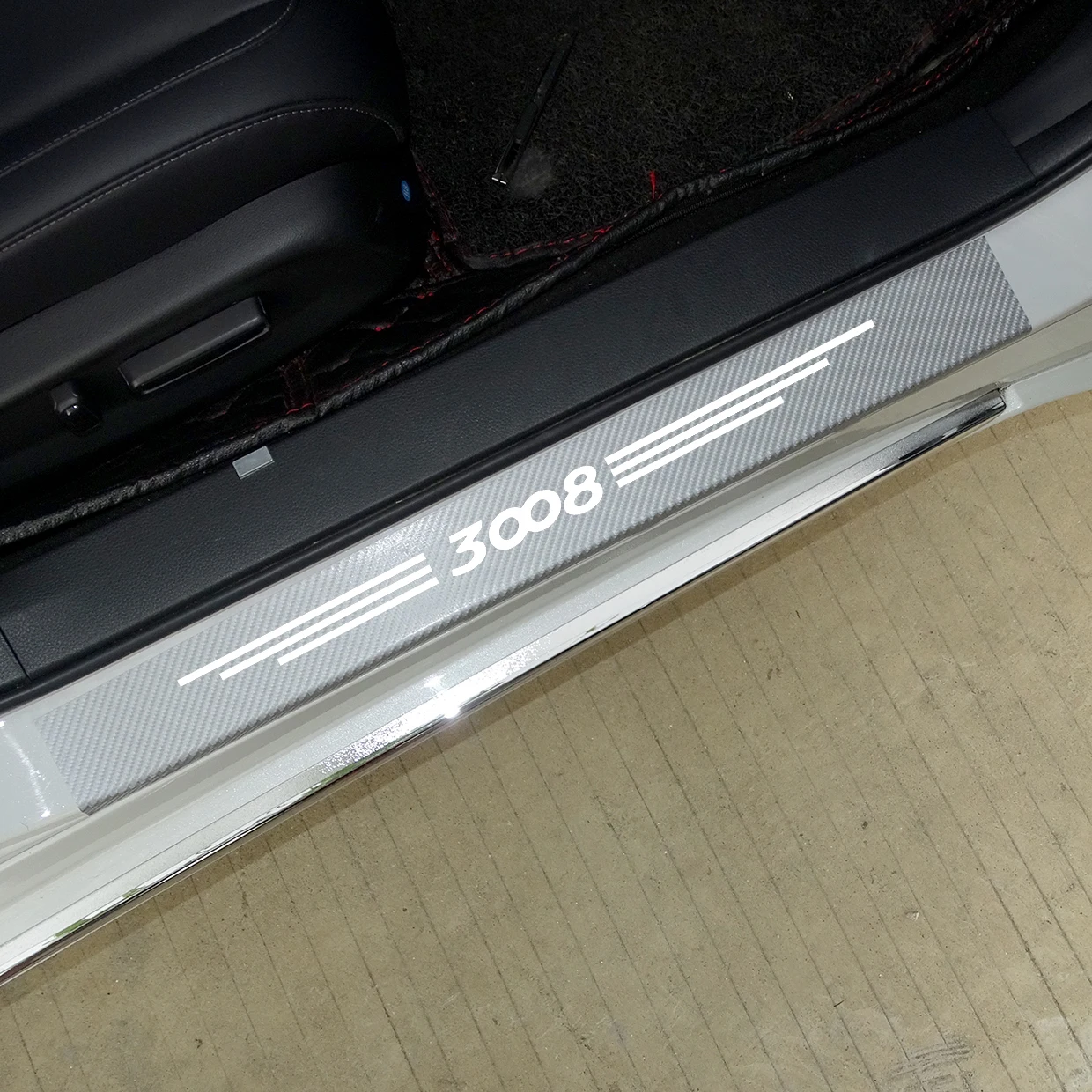 4 шт. углеродного волокна двери автомобиля Наклейка для порога Peugeot 307 206 308 407 207 3008