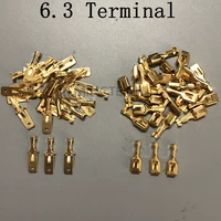 50pcs 6 3mm motorcycle electric spring connector dedicated brass cord end terminals 6 3 male female terminal connectors