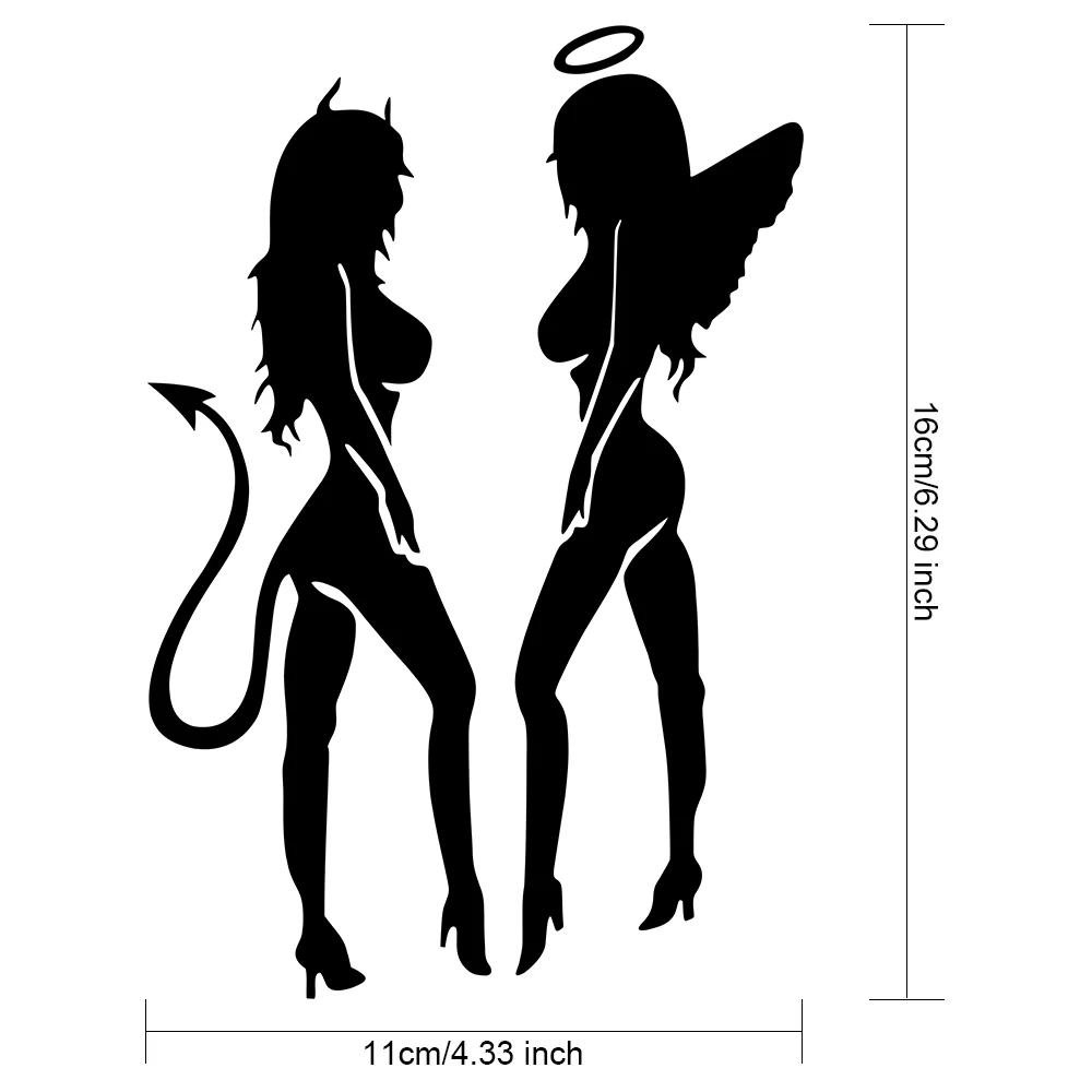 Angel & Devil сексуальная девушка веселые наклейки на дверь автомобильная наклейка