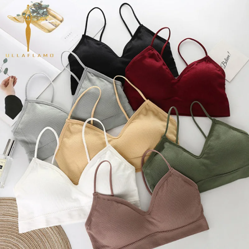 

7 Colors Strap Underwear Women Camisole Comfortable Casual Bottom Crop Top Bust Padded Top Female Camisole Summer Underclothes