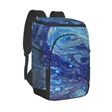 Large Cooler Bag Thermo Lunch Picnic Box Blue Marble Sequins Insulated Backpack Ice Pack Fresh Carrier Thermal Shoulder Bag