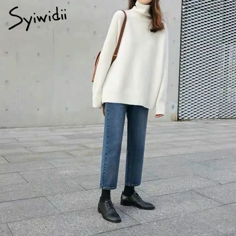 Свитер женский кашемировый Syiwidii с высоким воротником на осень/весну 2021 | Женская