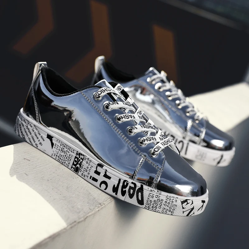 Уличные кожаные туфли Superstar золотистые серебристые мужские вулканизированные