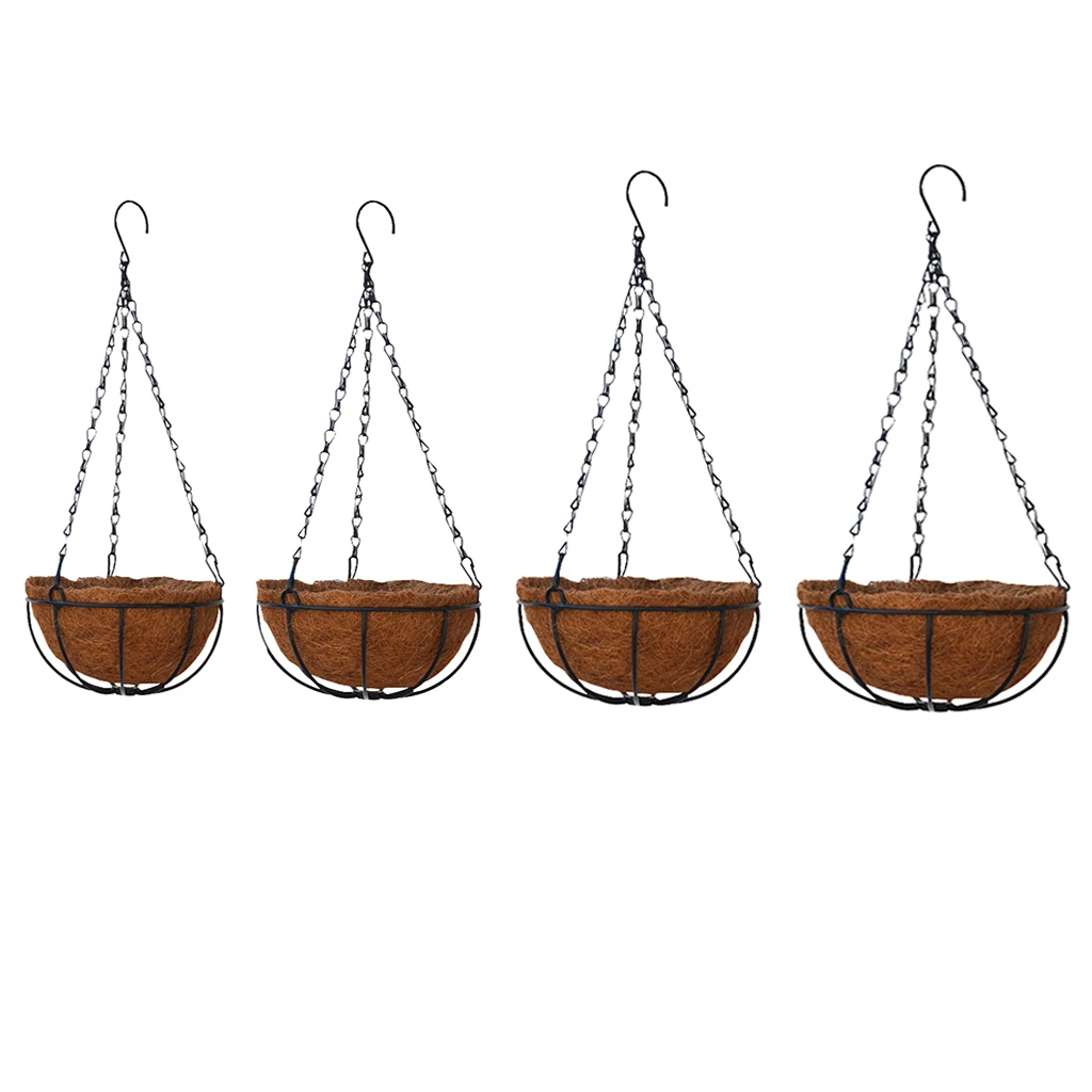 

Metal Hanging Planter Steel Wires Coconut Plant Pot Indoor Outdoor Watering Hanging Baskets