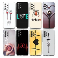 nurse heart and stethoscop clear phone case for samsung a01 a02s a11 a12 a21 s a31 a41 a32 a51 a71 a42 a52 a72 soft silicon