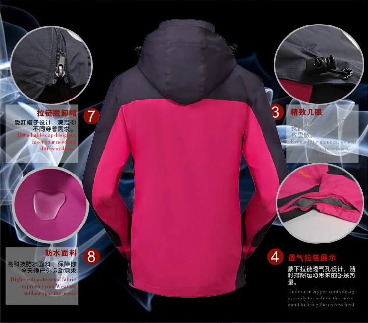 Мужская и женская зимняя ветровка с флисовой подкладкой капюшоном|Походные