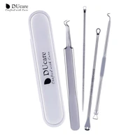 ducare 4pcsset blackhead comedone acne pimple blackhead remover tool spoon for face skin care tool needles facial pore cleaner