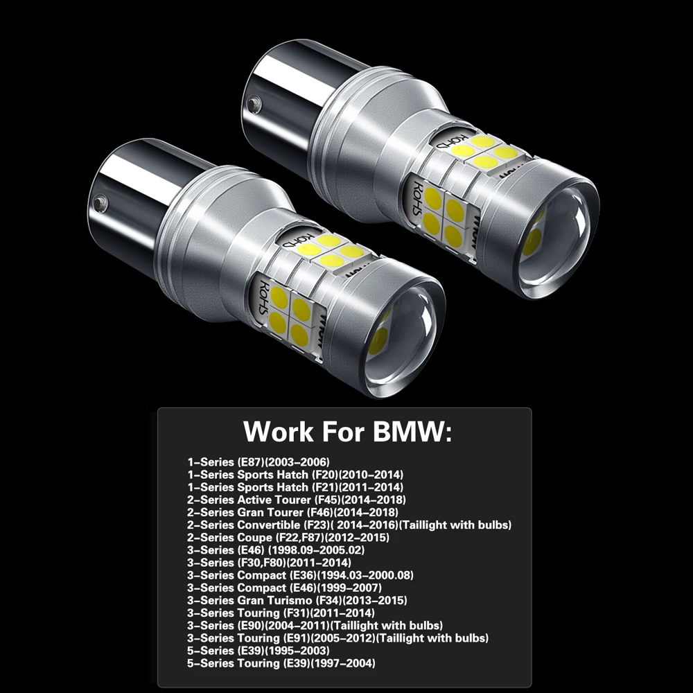 2x светодиодные лампы заднего хода P21W BA15S Canbus для BMW E87 F20 F21 F45 F46 F23 F22 F87 E46 F30 F80 E36 F34 F31