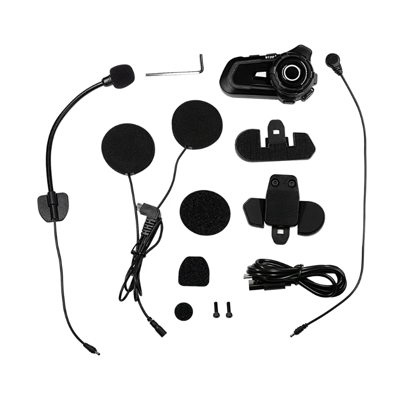 

Bluetooth Motorcycle Helmet Intercom Talking Universal Pairing Waterproof Interphone Headset FM Radio