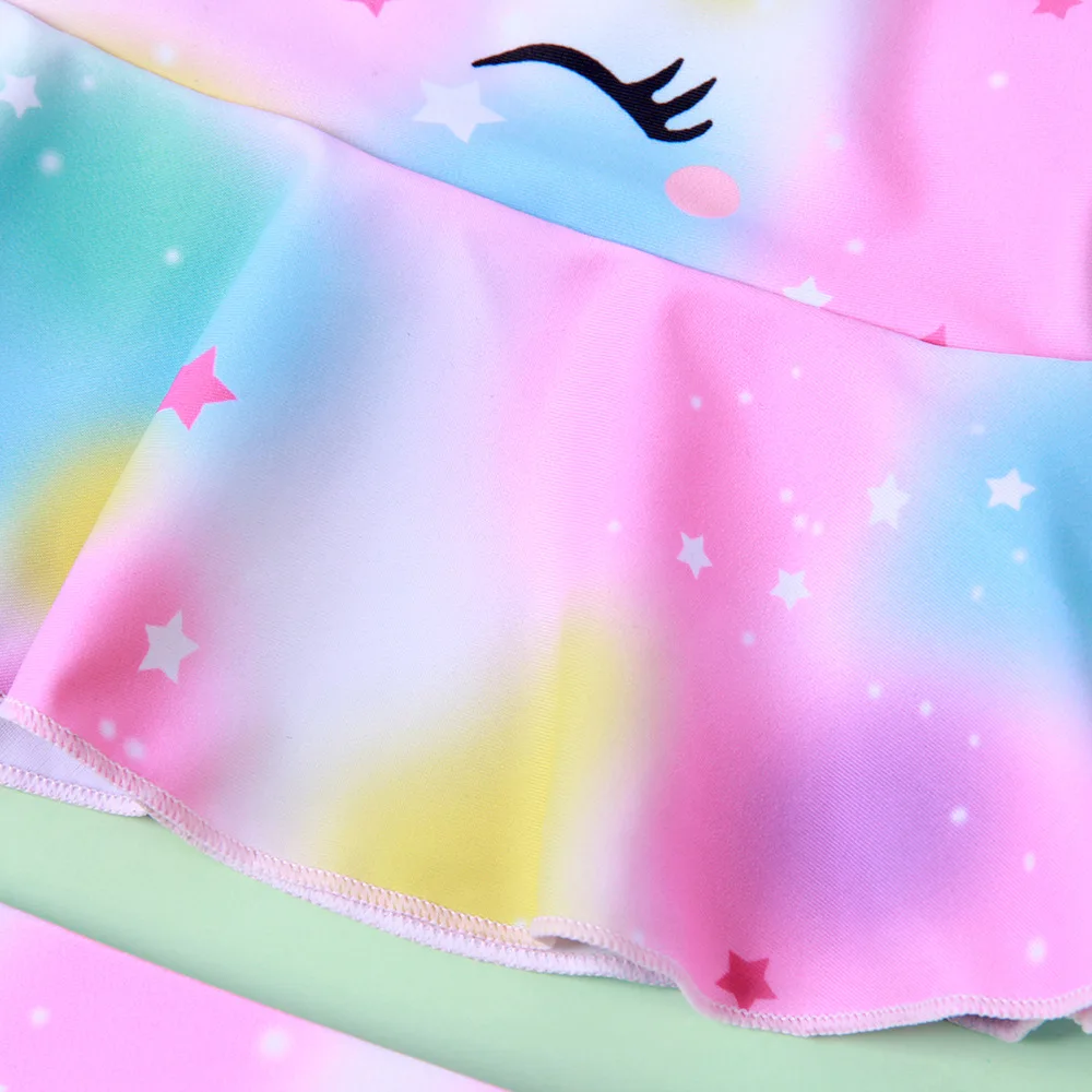 2021 летней детской одежды Единорог комплект для девочек От 2 до 6 лет мультфильм