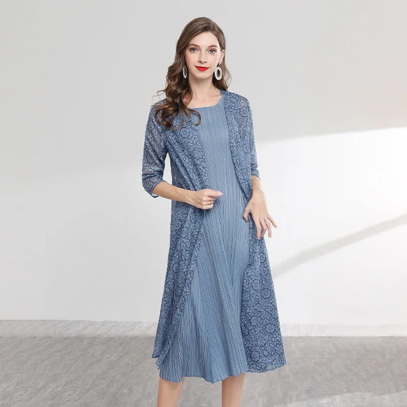 Женское длинное Плиссированное пальто Miyake новый стильный шифоновый Свободный