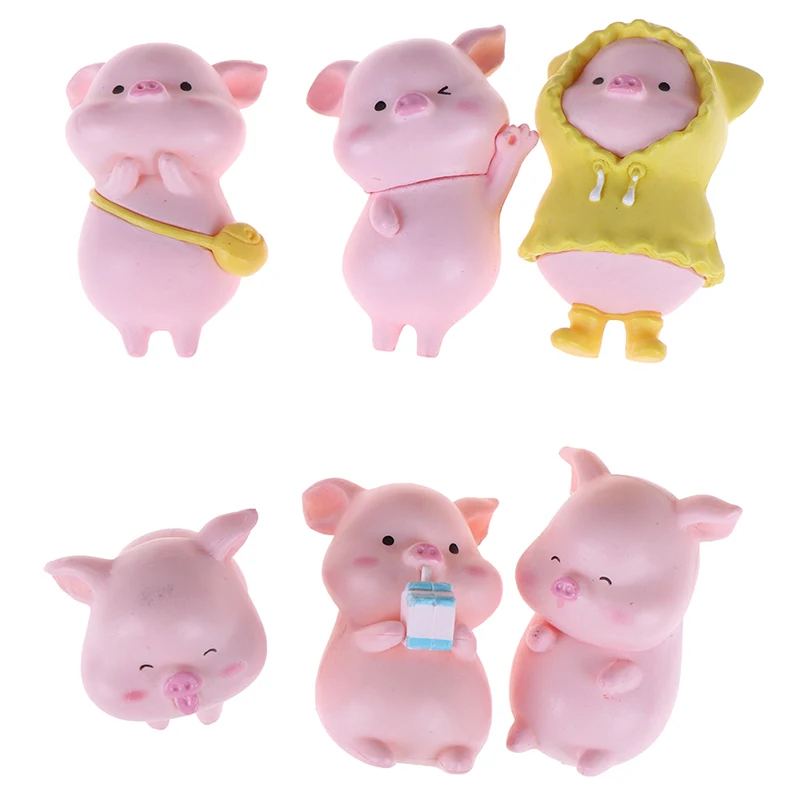 Мини милая фигурка свиньи модель животного домашний декор смоляные мох для