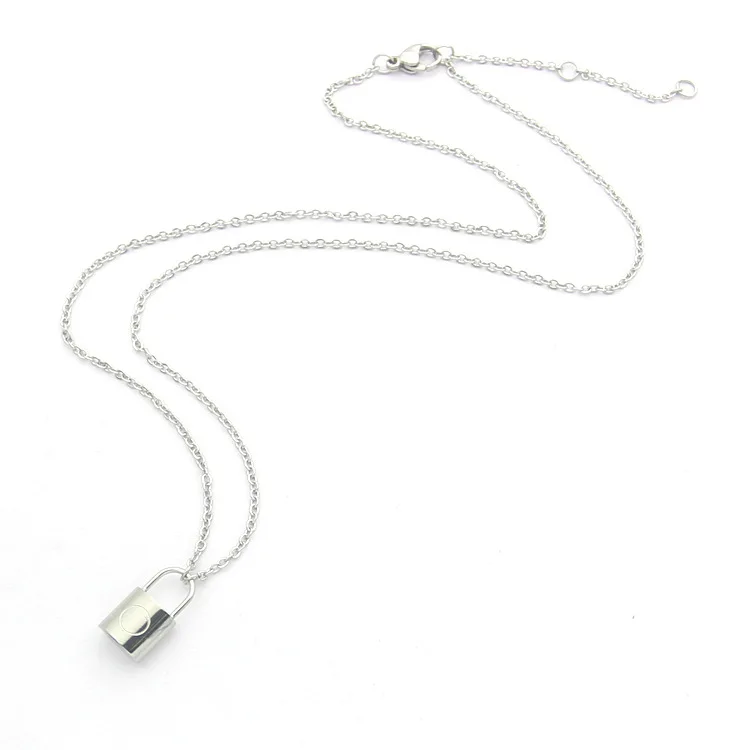 

Wholesale new high quality fine jewelry lock necklace pendent titanium steel neck chain fashion accessories women and men gifts