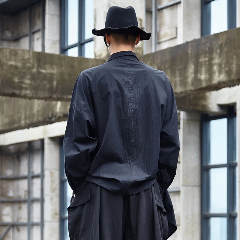Men's Long Sleeve Shirt Spring And Autumn New Irregular Design Hip Hop Trend Harajuku High Street Casual Large Shirt