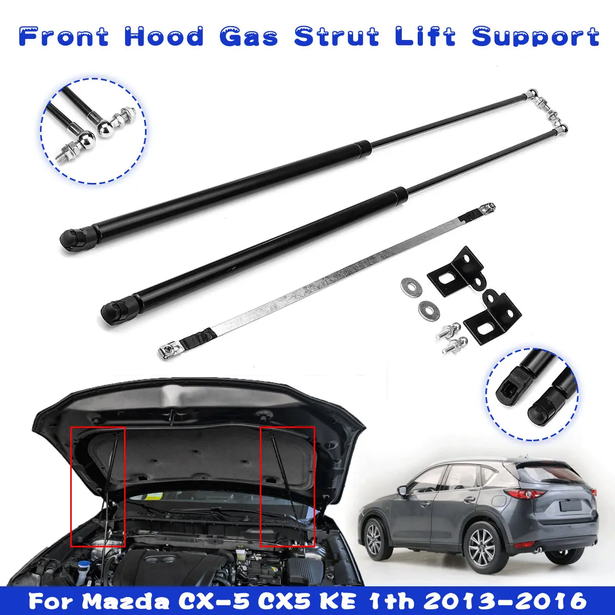 

2X Front Engine Cover Bonnet Hood Shock Lift Struts Bar Support Arm Gas Hydraulic For Mazda CX-5 CX5 KE 1th 2013 2014 2015 2016