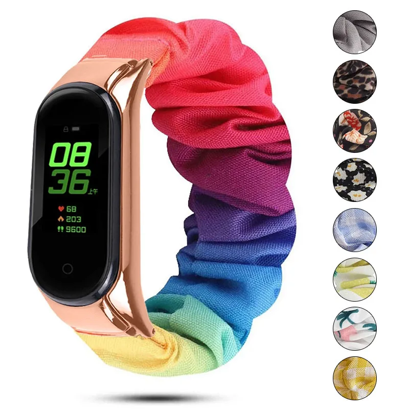 Ремешок Scrunchies для Xiaomi Mi band 6/5/4 эластичный сменный Браслет Band 5 воздухопроницаемые