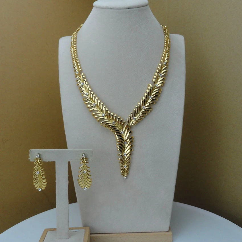 

Yuminglai Italian Gold Jewelry Dubai Costume Jewelry Sets Necklace and Earrings FHK9597