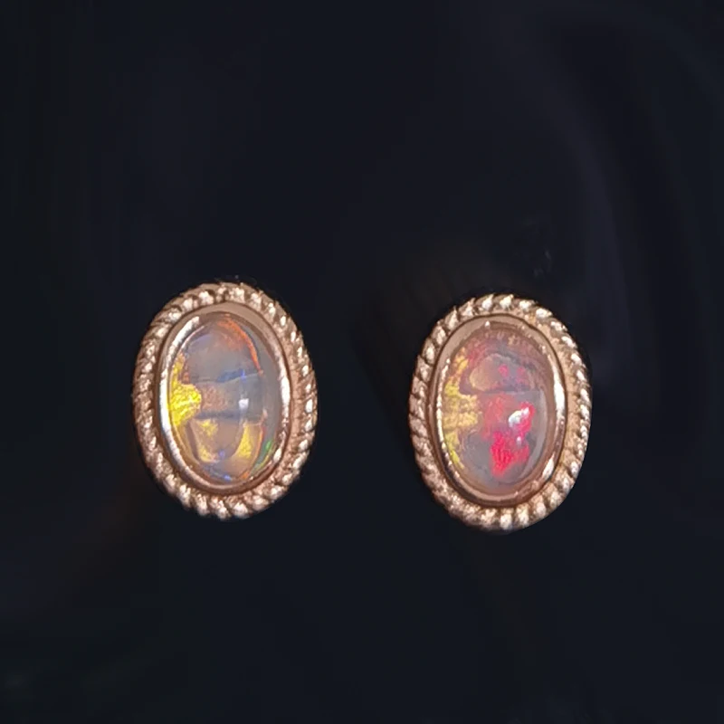 Женские серьги Эллипсы из серебра 925 пробы с натуральным опалом|Серьги-подвески| |