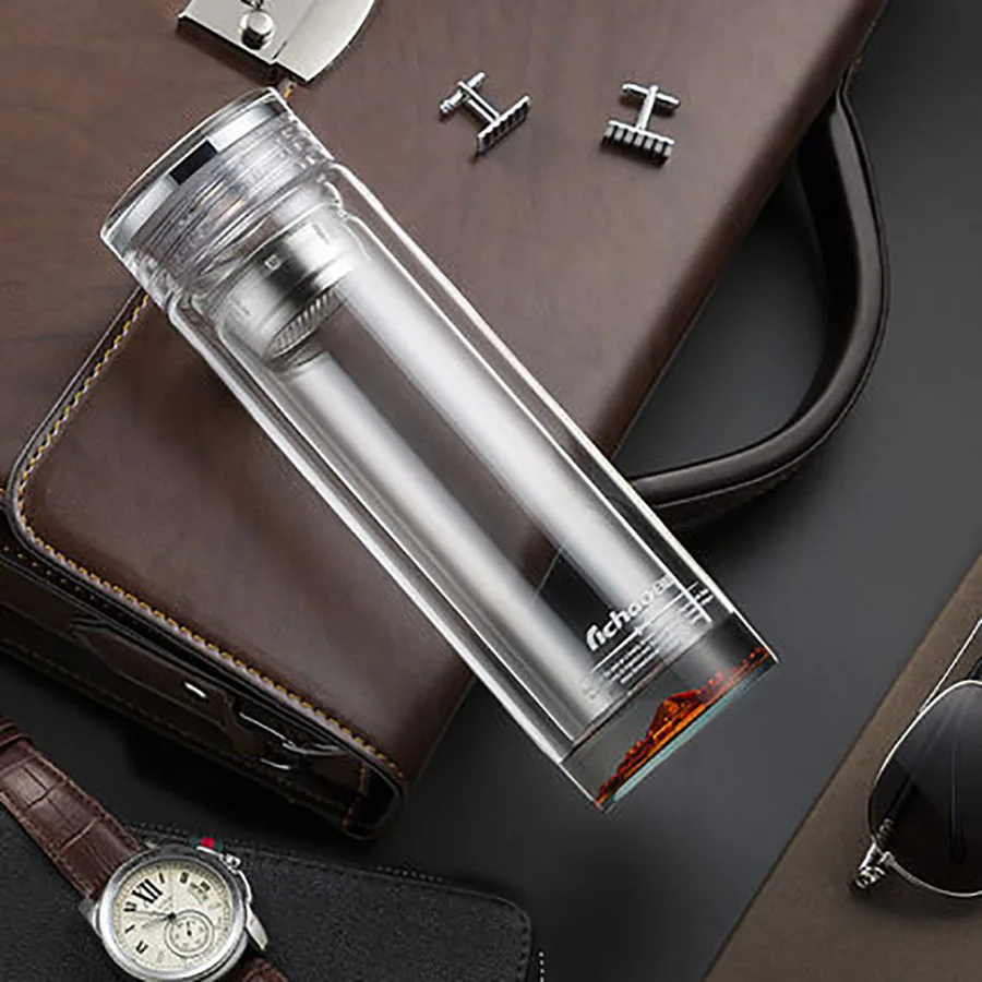 Двухслойные Стеклянные бутылки для воды фильтр чашка спортивные бутылка