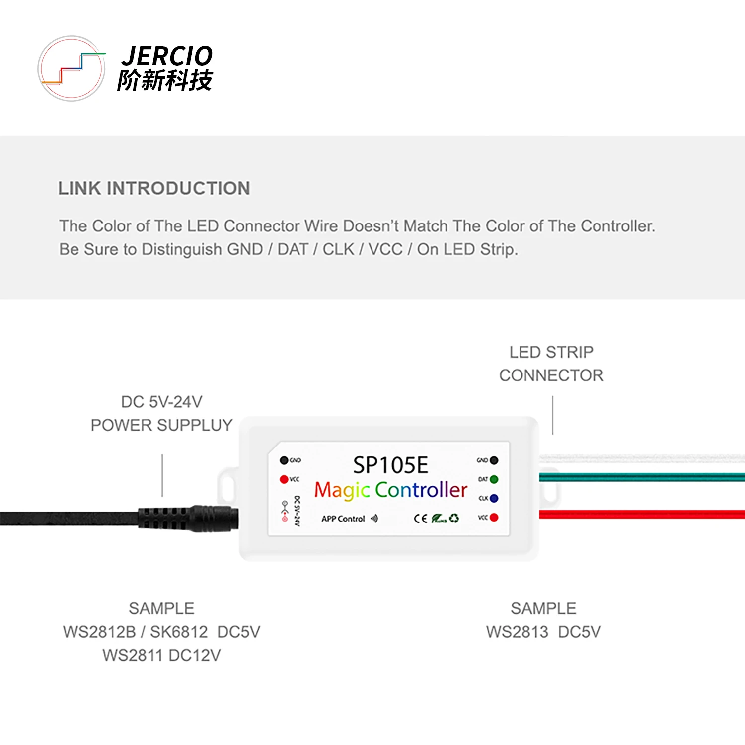 JERCIO DC5-24V SP105E Magic Controller Bluetooth 2048 Pixels for WS2811 2812 SK6812 IC LED Strip Support IOS / Android APP on. Джерсио DC5-24V SP105E Магический контроллер Bluetooth 2048 пикселей для WS2811 2812 SK6812 IC светодиодной ленты Поддержка IOS 