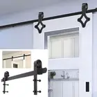 Оборудование для раздвижной двери сарая для двери в европейском стиле, черная подвесная направляющая для шкафа, деревянная дверь, сарай, система, комплект направляющих, Прямая поставка, HWC